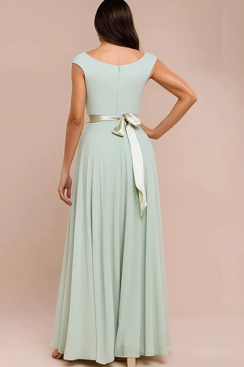 Cowl Neck Chiffon Maxi Dress - Sage Green by Goddiva
