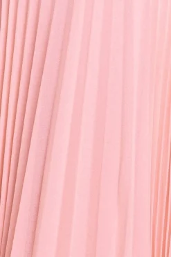 Cowl Neck Pleated A-Line Chiffon Midi Dress - Blush Pink by Goddiva