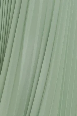 Cowl Neck Pleated A-Line Chiffon Midi Dress - Sage Green by Goddiva