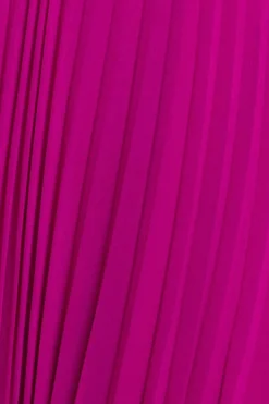 Cowl Neck Pleated A-Line Chiffon Midi Dress - Magenta by Goddiva