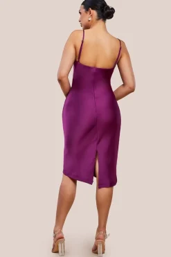 Cowl Neck Satin Slip Cami Midi Dress by Urban Touch