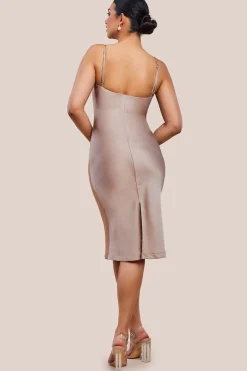 Cowl Neck Satin Slip Cami Midi Dress by Urban Touch