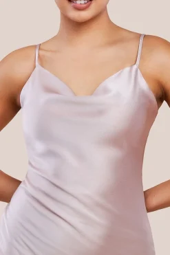 Cowl Neck Satin Slip Cami Midi Dress by Urban Touch