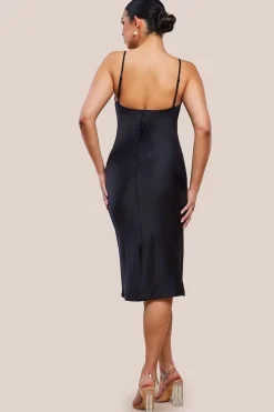 Cowl Neck Satin Slip Cami Midi Dress by Urban Touch