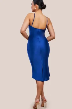 Cowl Neck Satin Slip Cami Midi Dress by Urban Touch