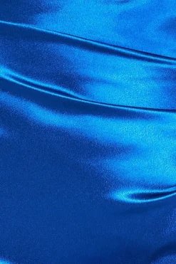 Cowl Neck With Strappy Back Satin Maxi - Royal Blue by Goddiva