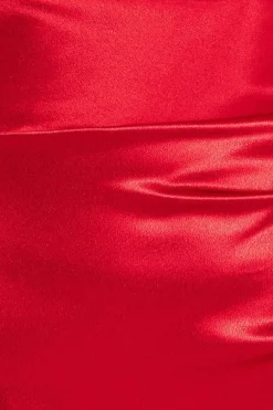 Cowl Neck With Strappy Back Satin Maxi - Red by Goddiva
