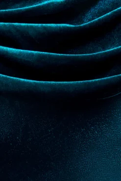 Cowl One Shoulder Velvet Maxi Dress - Teal by Goddiva
