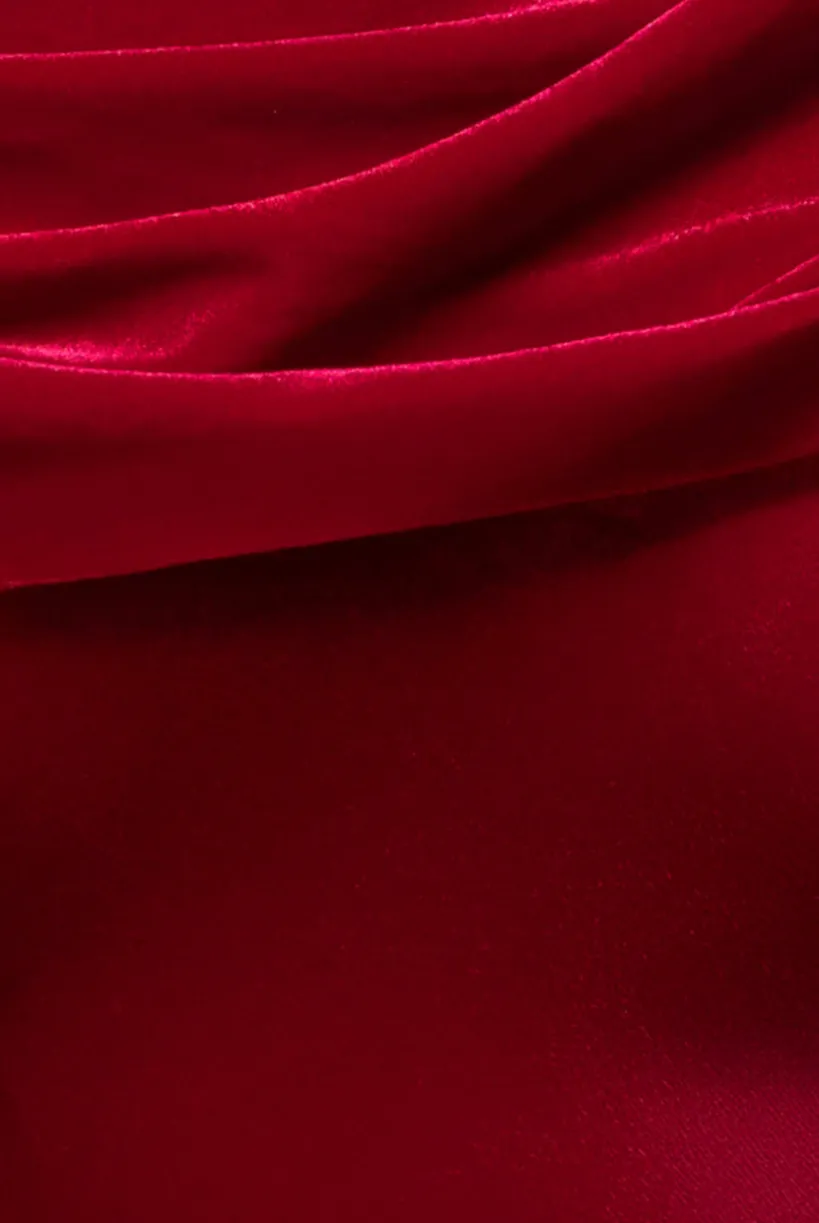 Cowl One Shoulder Velvet Maxi Dress - Red by Goddiva