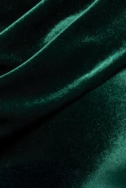 Cowl One Shoulder Velvet Maxi Dress - Emerald Green by Goddiva