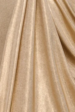 Cowl Plunge Draped Foil Maxi Dress - Gold by Goddiva