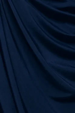 Cowl Plunge Draped Mermaid Maxi Dress - Navy Blue by Goddiva