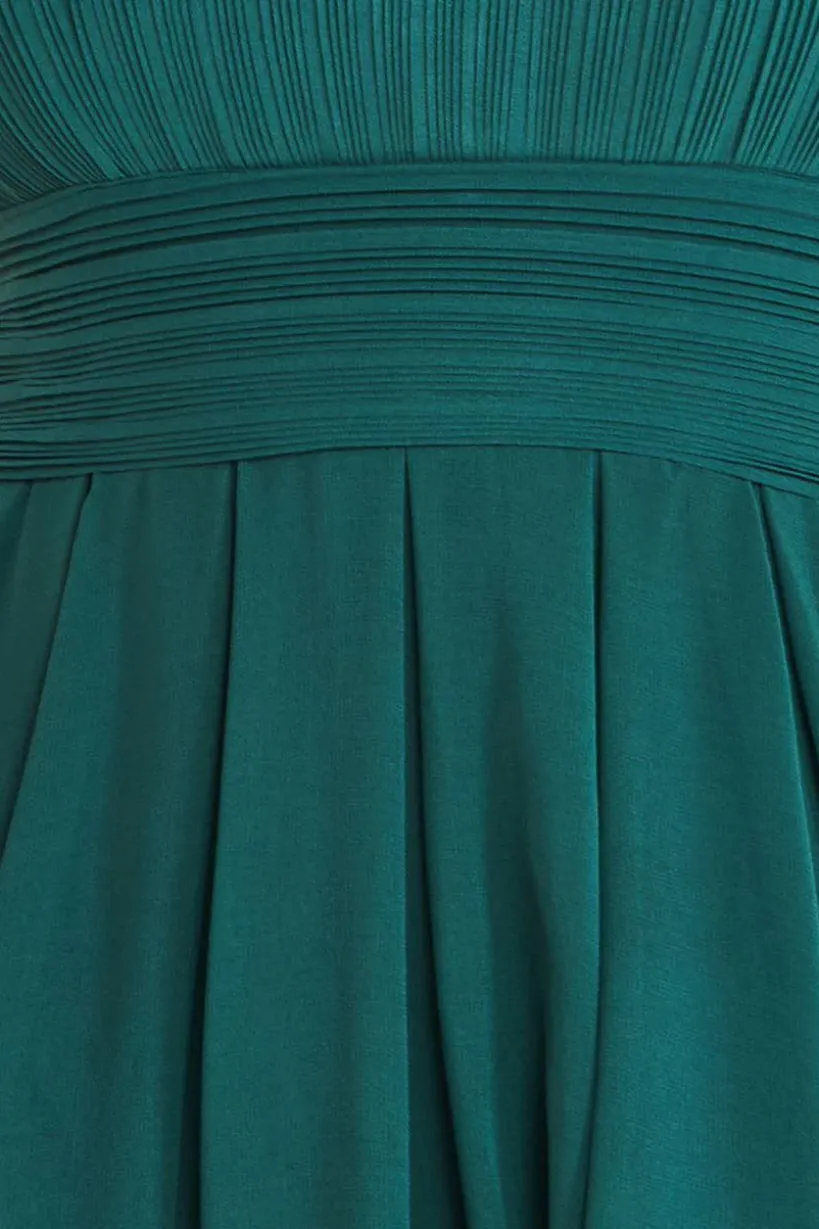 Crochet & Pleated Top High Low Maxi - Emerald by Goddiva