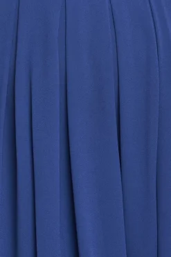 Crochet & Pleated Top High Low Maxi Dress - Navy by Goddiva