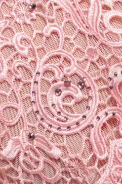 Crochet & Pleated Top Midi Dress - Blush Pink by Goddiva
