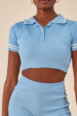 Crop Top & Short Loungewear Set - Blue by Cosmochic