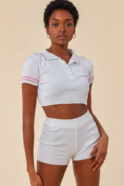 Crop Top & Short Loungewear Set - White by Cosmochic