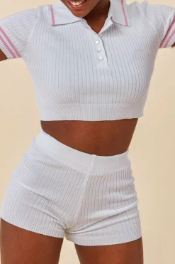 Crop Top & Short Loungewear Set - White by Cosmochic