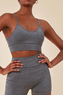 Cropped Bralette & Cycle Short Set - Grey by Cosmochic