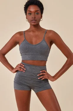 Cropped Bralette & Cycle Short Set - Grey by Cosmochic
