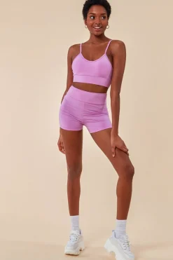 Cropped Bralette & Cycle Short Set - Purple by Cosmochic
