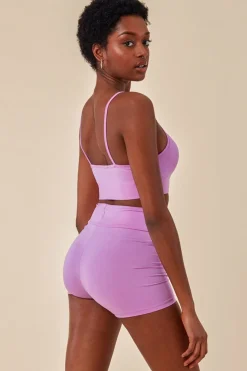 Cropped Bralette & Cycle Short Set - Purple by Cosmochic