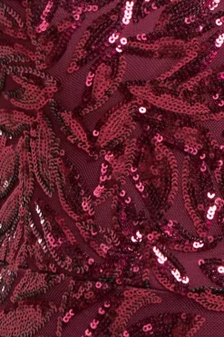 Cross Back Diamante Strap Sequin Maxi - Burgundy by Goddiva