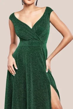 Crossover Lurex Glitter Maxi Dress - Emerald by Goddiva