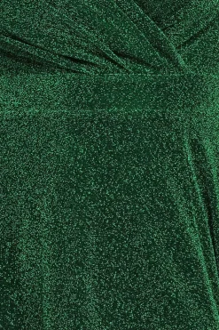 Crossover Lurex Glitter Maxi Dress - Emerald by Goddiva
