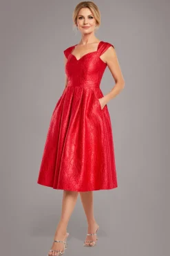Crushed Satin Sleeveless A Line Midi Dress - Red by Goddiva