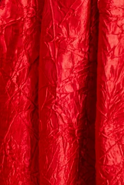 Crushed Satin Sleeveless A Line Midi Dress - Red by Goddiva