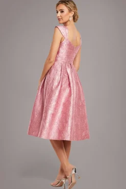 Crushed Satin Sleeveless A Line Midi Dress - Blush Pink by Goddiva