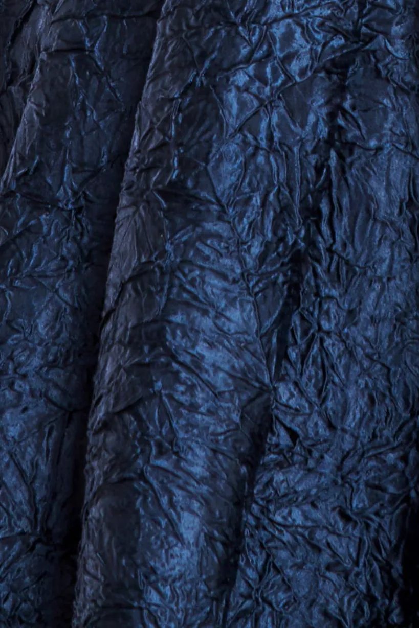 Crushed Satin Sleeveless A Line Midi Dress - Navy Blue by Goddiva