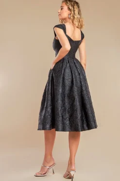 Crushed Satin Sleeveless A Line Midi Dress - Black by Goddiva
