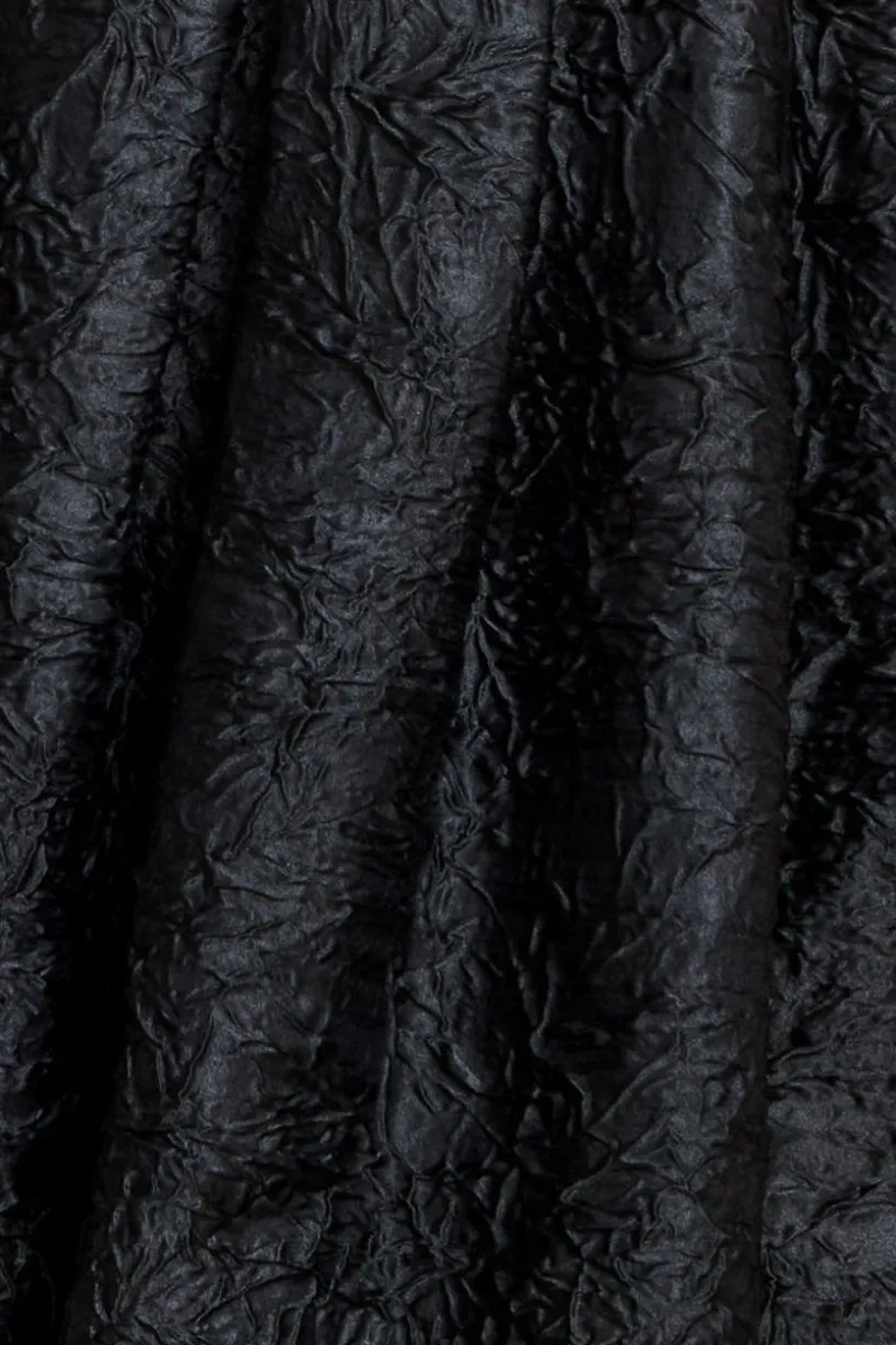 Crushed Satin Sleeveless A Line Midi Dress - Black by Goddiva