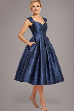Crushed Satin Sleeveless A Line Midi Dress - Navy Blue by Goddiva
