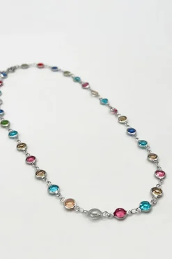 Crystal Chain Necklace In Multi - Gift Boxed by SVNX