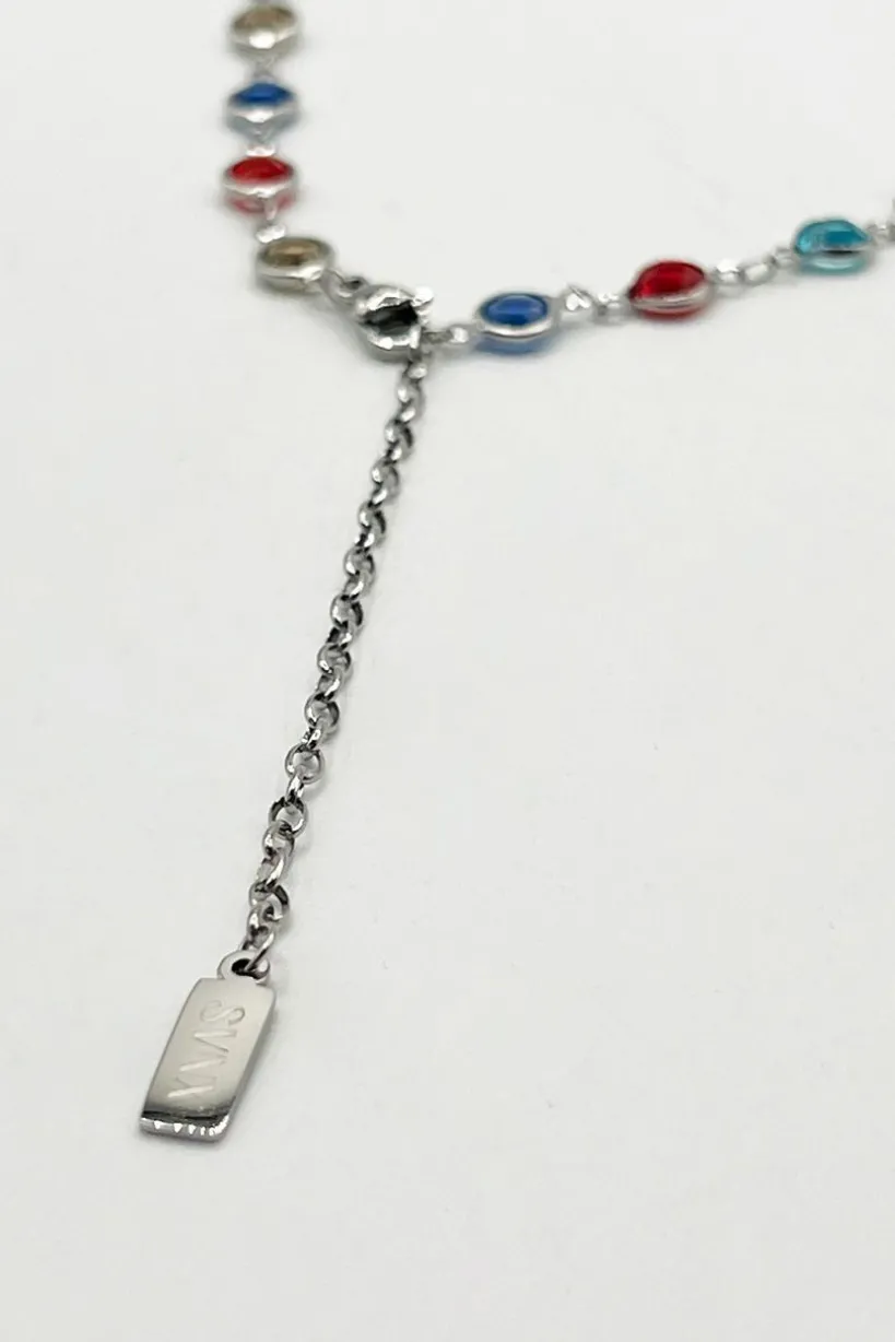 Crystal Chain Necklace In Multi - Gift Boxed by SVNX