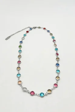 Crystal Chain Necklace In Multi - Gift Boxed by SVNX