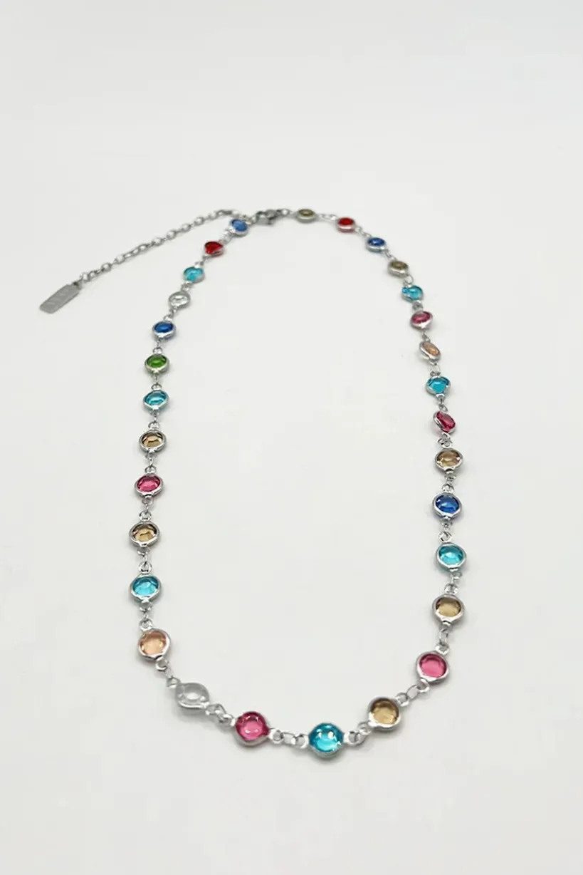 Crystal Chain Necklace In Multi - Gift Boxed by SVNX