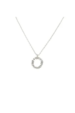 Crystal Cluster Circle Necklace In Silver by Last True Angel