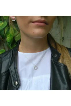 Crystal Cluster Circle Necklace In Silver by Last True Angel