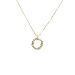 Crystal Cluster Circle Necklace In Gold by Last True Angel