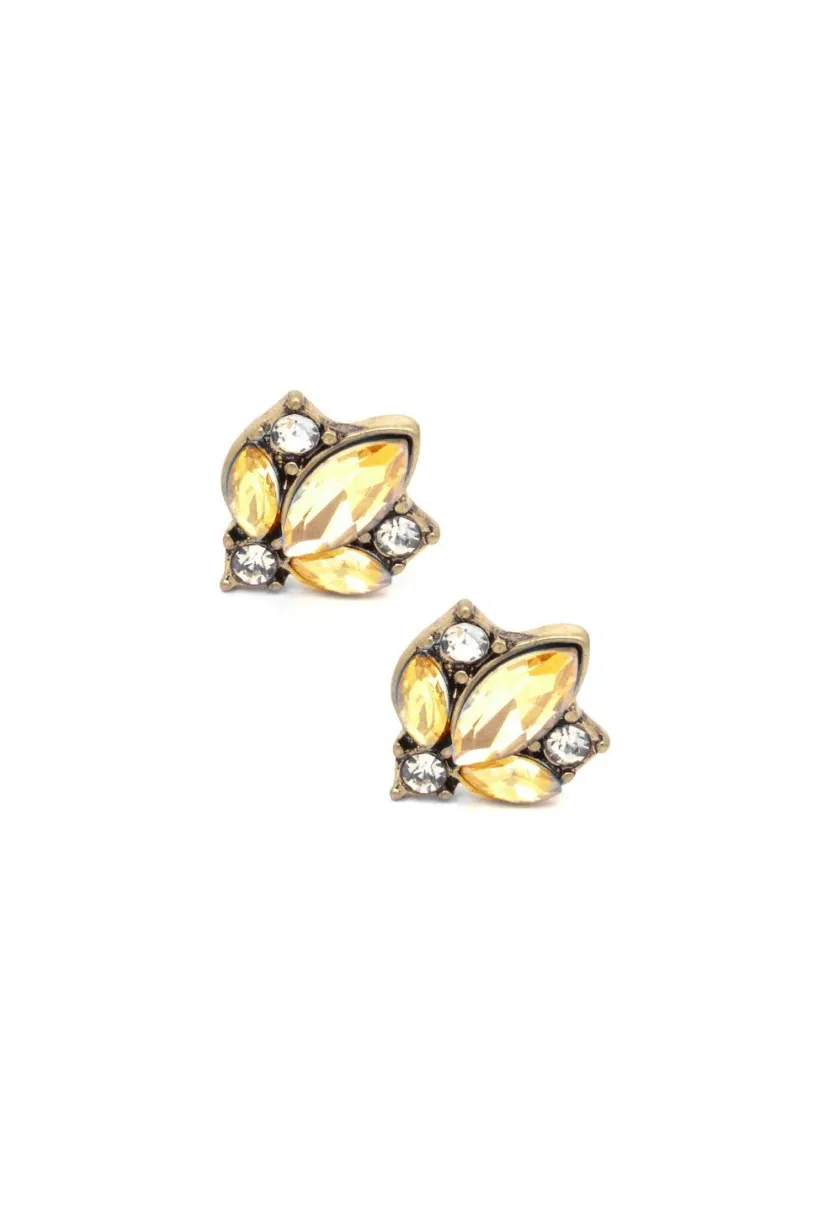 Crystal Cluster Earring In Yellow & Gold by Last True Angel