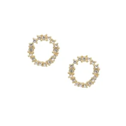 Crystal Hoop Earring In Gold by Last True Angel