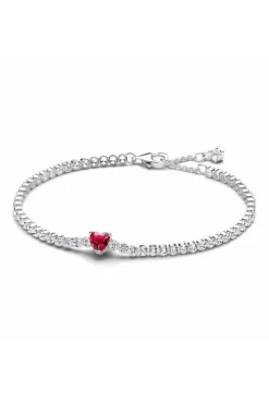 Crystal Red Heart Bracelet In Silver by Last True Angel