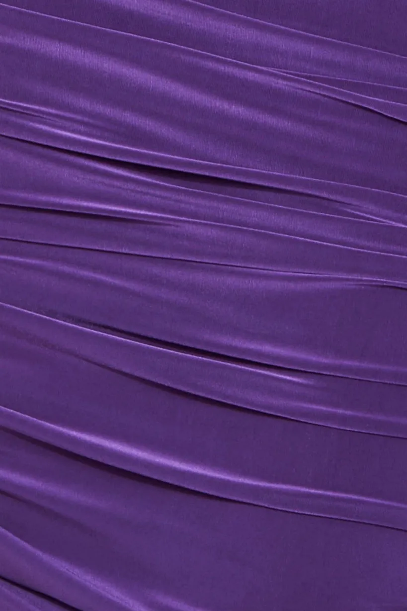 Cut Out Ruched Midi With Drawstring - Purple by City Goddess