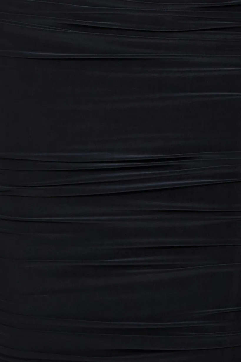 Cut Out Ruched Midi With Drawstring - Black by City Goddess