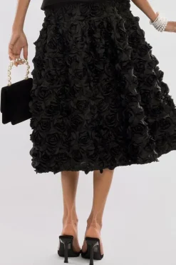 3D Floral Mesh Midaxi Skirt by Goddiva