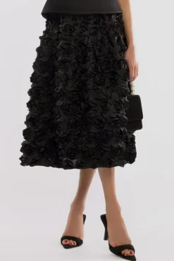 3D Floral Mesh Midaxi Skirt by Goddiva